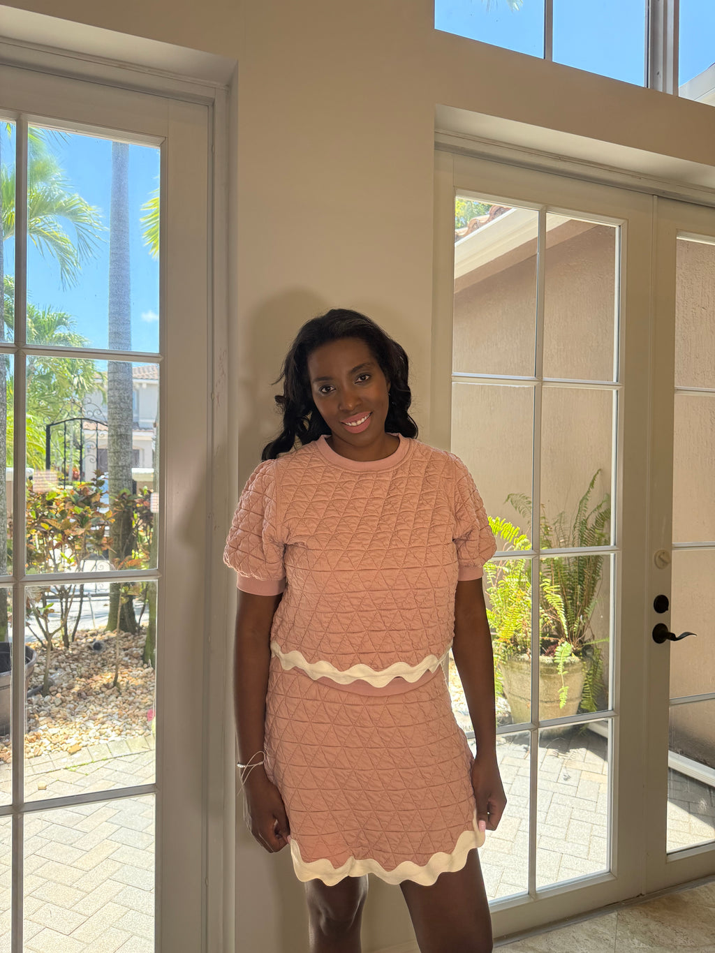 Quilted Puff Sleeve Top and Bottom