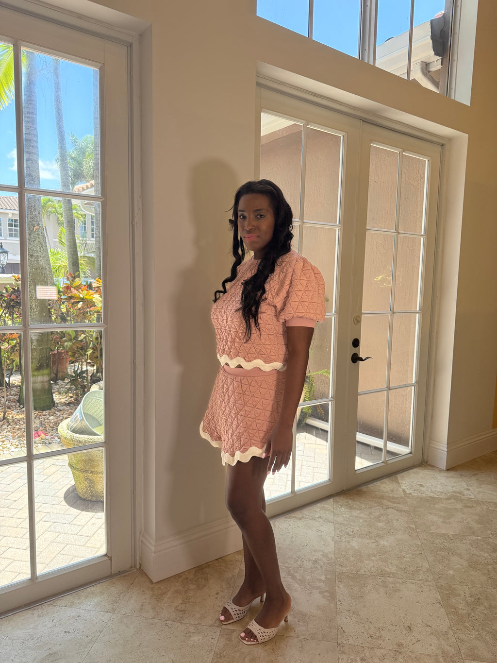 Quilted Puff Sleeve Top and Bottom