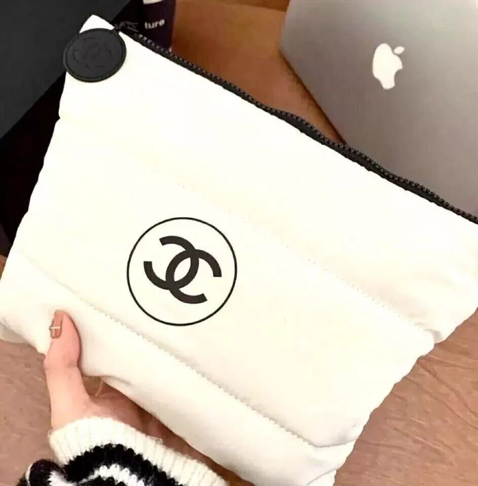 Chanel Beauty Gift Black\White Puffy Makeup Bag Pouch Clutch Cosmetic Case-NEW