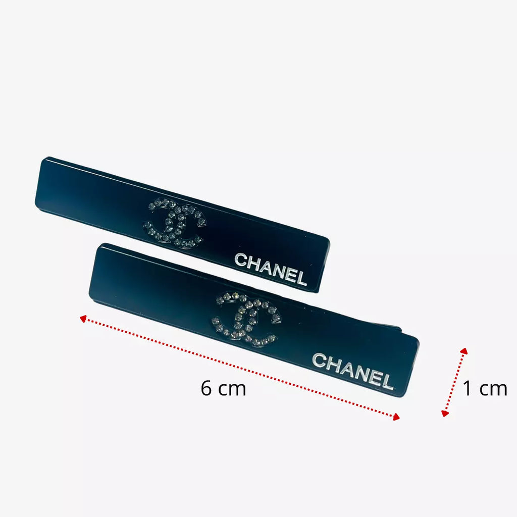 Chanel Beauty Hair Clip Set (2 Pcs) | New with Box - Black & Silver