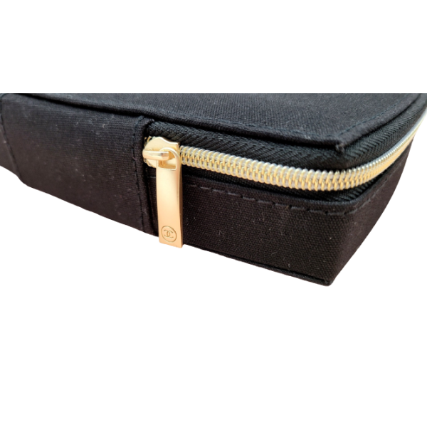 Chanel Beauty Black Canvas Makeup Bag