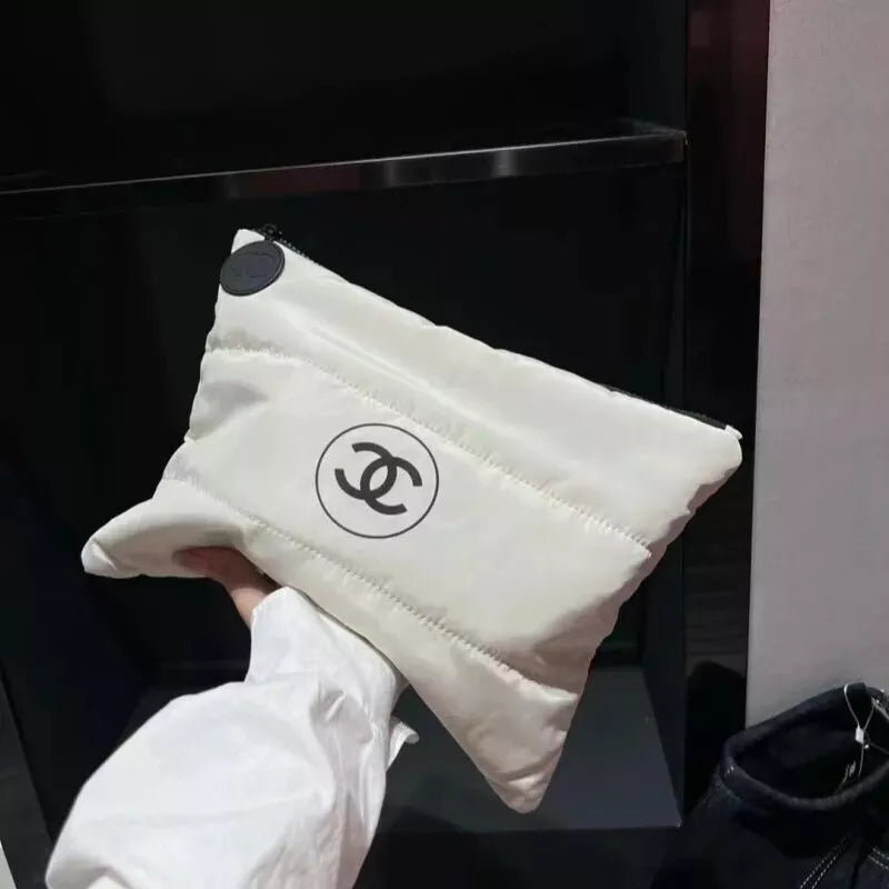 Chanel Beauty Gift Black\White Puffy Makeup Bag Pouch Clutch Cosmetic Case-NEW